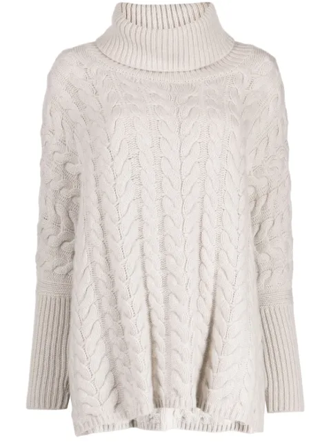 N.Peal roll-neck cable-knit jumper