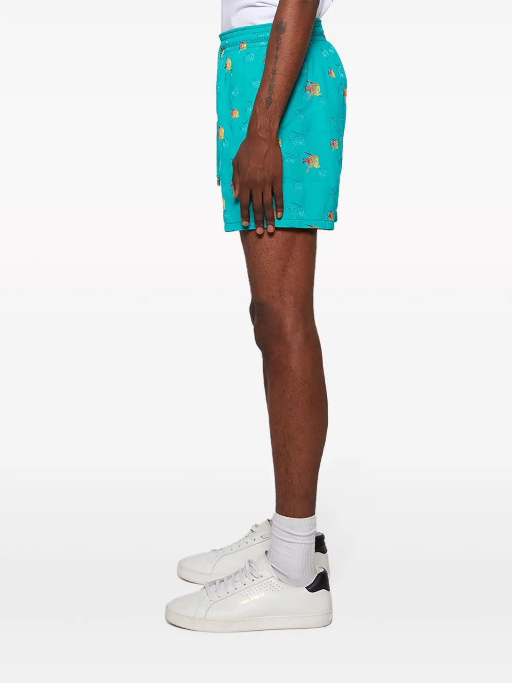 Shop Vilebrequin Mistral Piranhas-embroidered Swim Shorts In Green