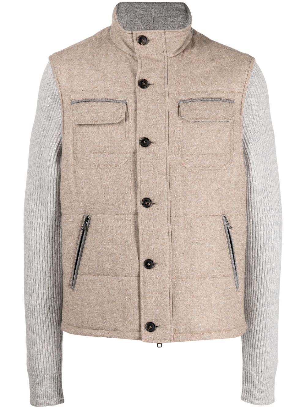 N•peal Ribbed Long-sleeves Quilted Jacket In Braun