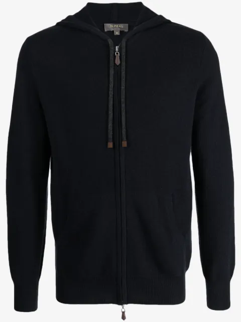 N.Peal hoodie tejida de cachemira con cierre