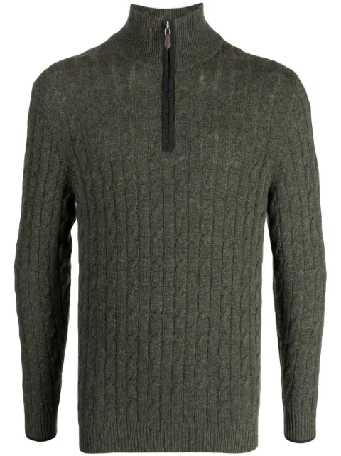 N.Peal cable-knit half-zip jumper
