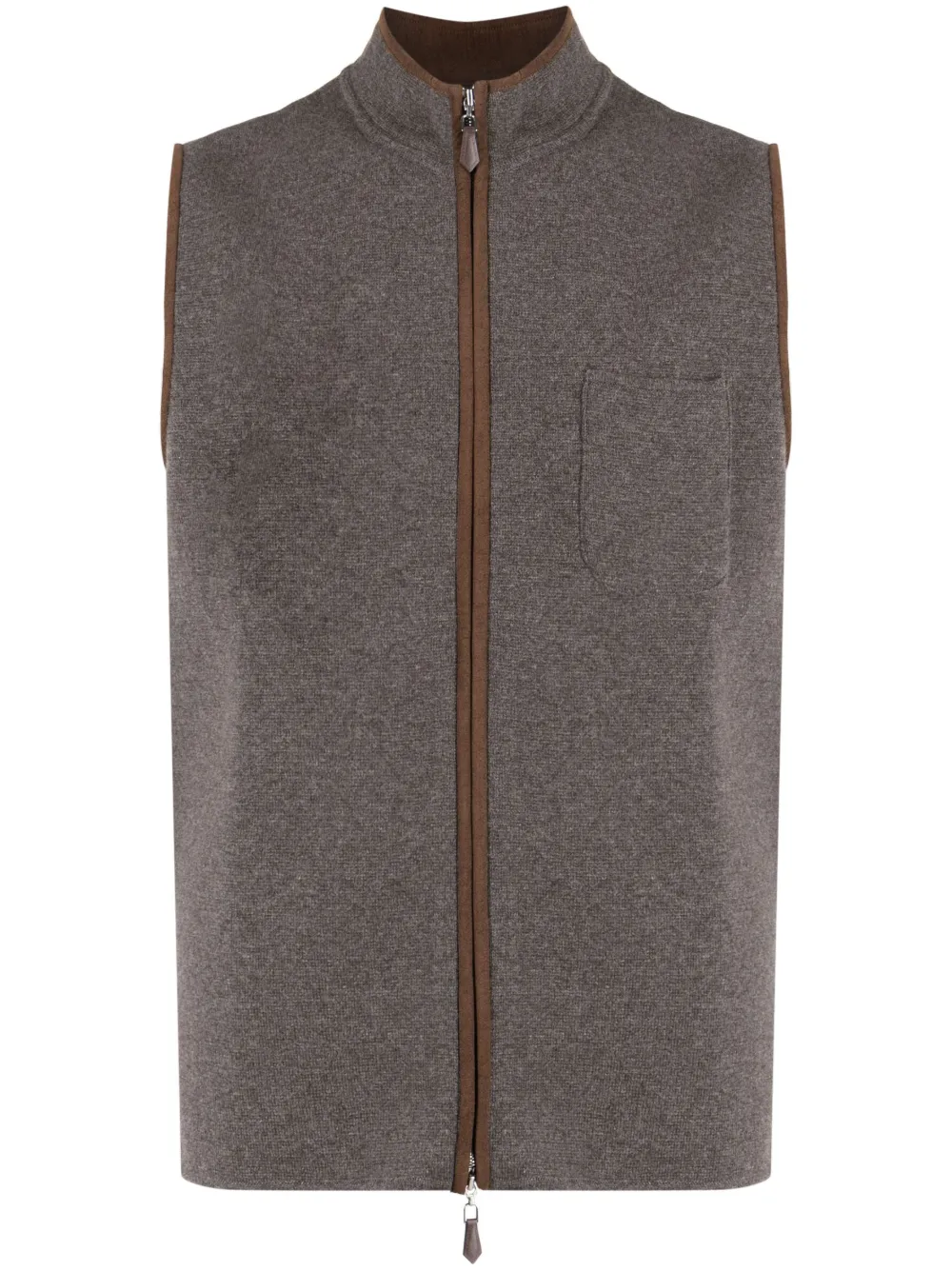 N.Peal Milado fine-knit cashmere gilet | Brown | Image 1