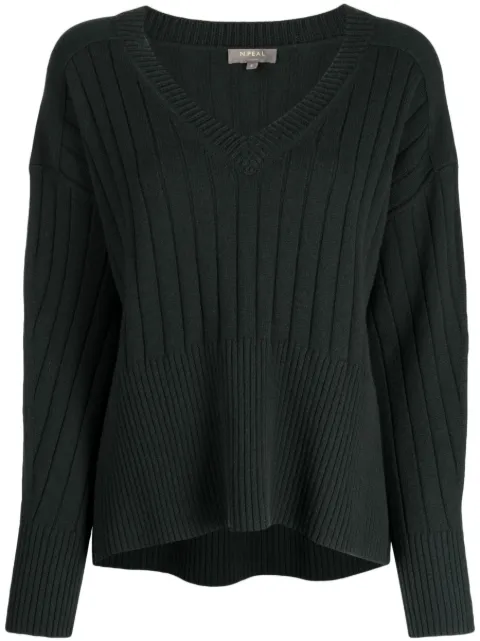 N.Peal ribbed-knit V-neck cashmere jumper