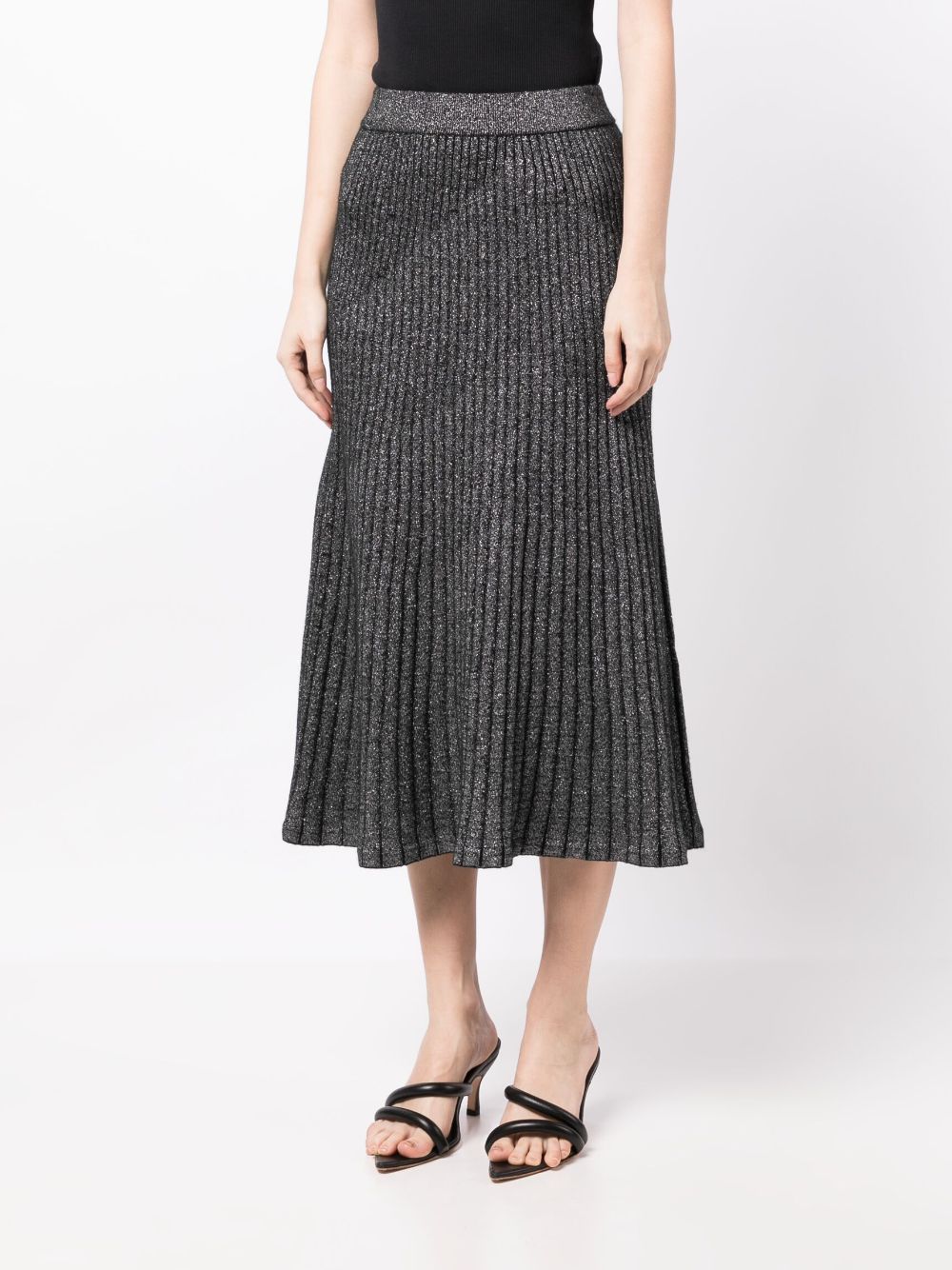 Shop N•peal Pleated Cashmere Midi Skirt In Black