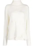 N.Peal Relaxed Cable roll-neck jumper - White