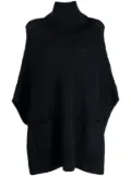 N.Peal basket-weave cashmere poncho - Blue
