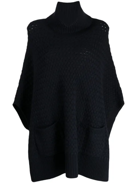 N.Peal basket-weave cashmere poncho