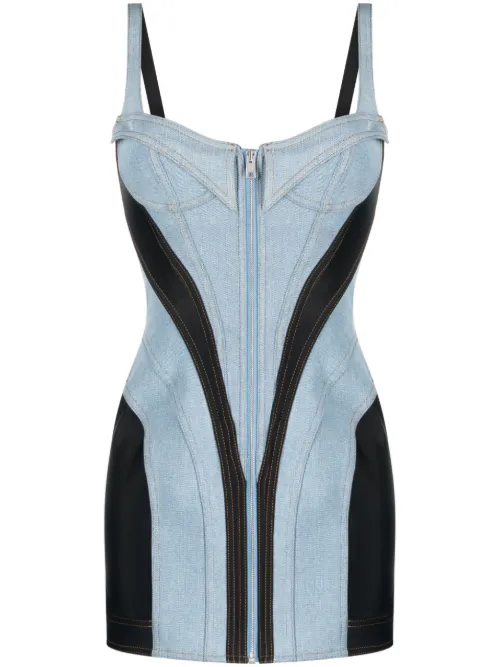 Robe corset en jean à coupe courte - Mugler - Modalova