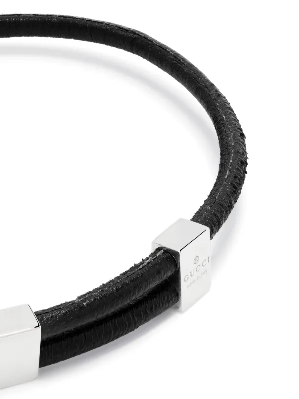 Gucci Interlocking G Leather Bracelet Black FARFETCH AU
