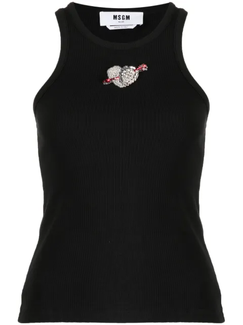 MSGM ribbed heart-embellished top