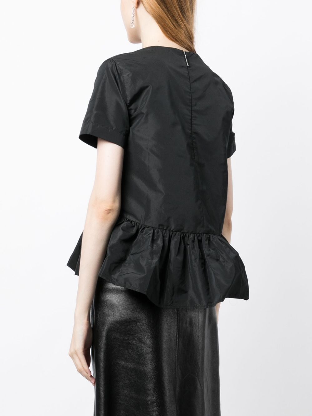 Shop Msgm Ruffled Short-sleeve Top In Black