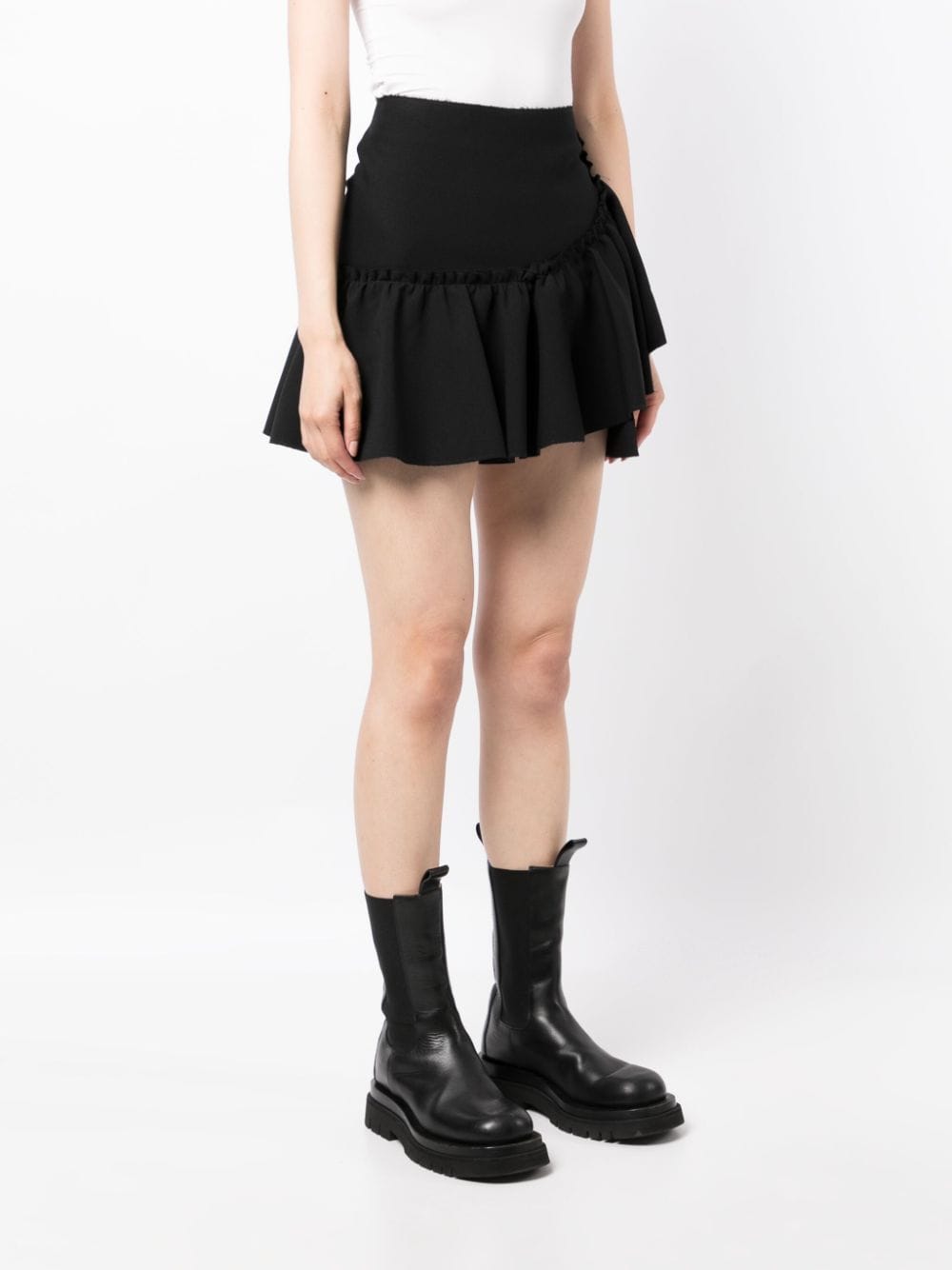Shop Msgm Ruffle-detailing High-waist Skirt In Black