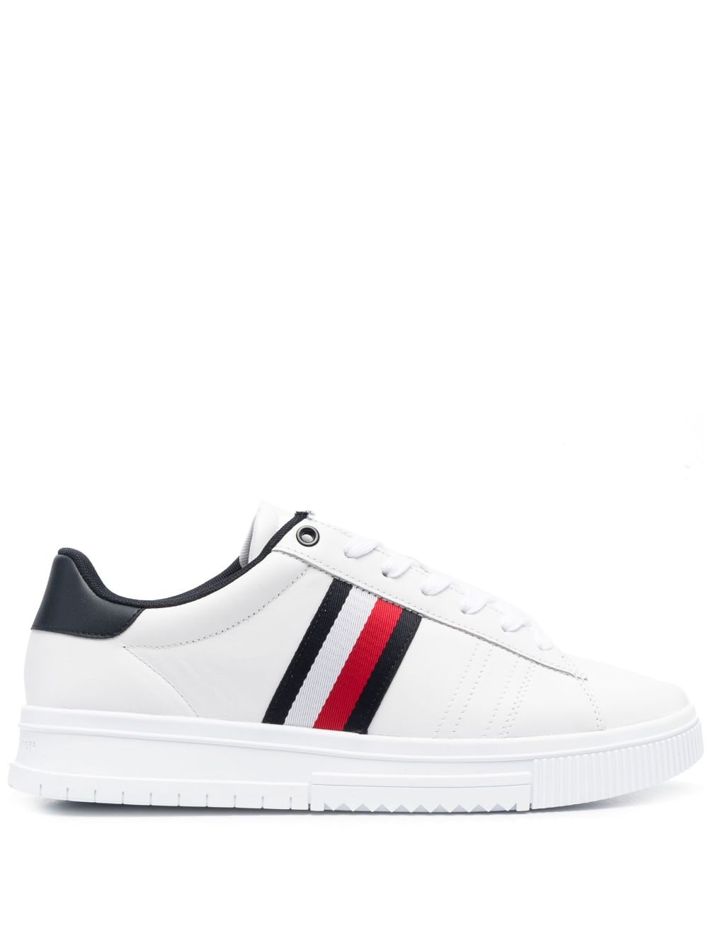 Tommy Hilfiger Stripe-print Lace-up Sneakers In White