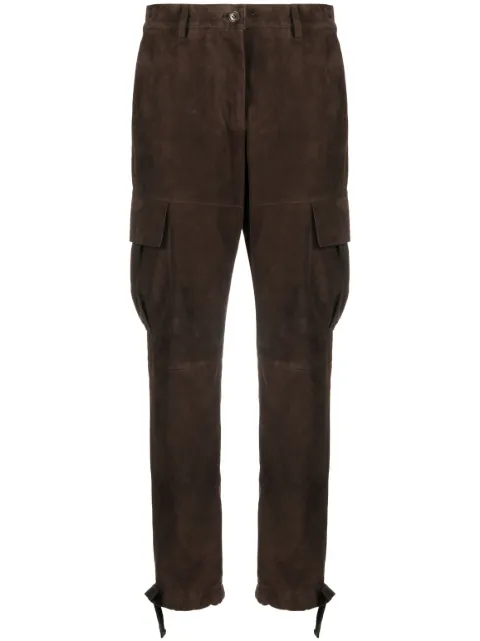 P.A.R.O.S.H. straight-leg suede trousers
