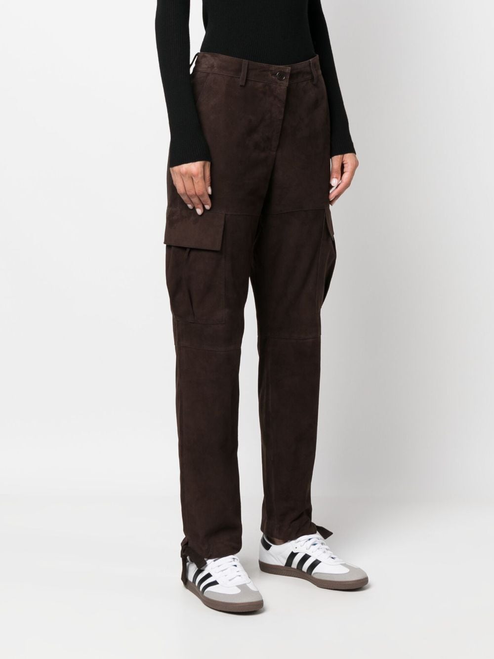 Shop P.a.r.o.s.h Straight-leg Suede Trousers In Braun