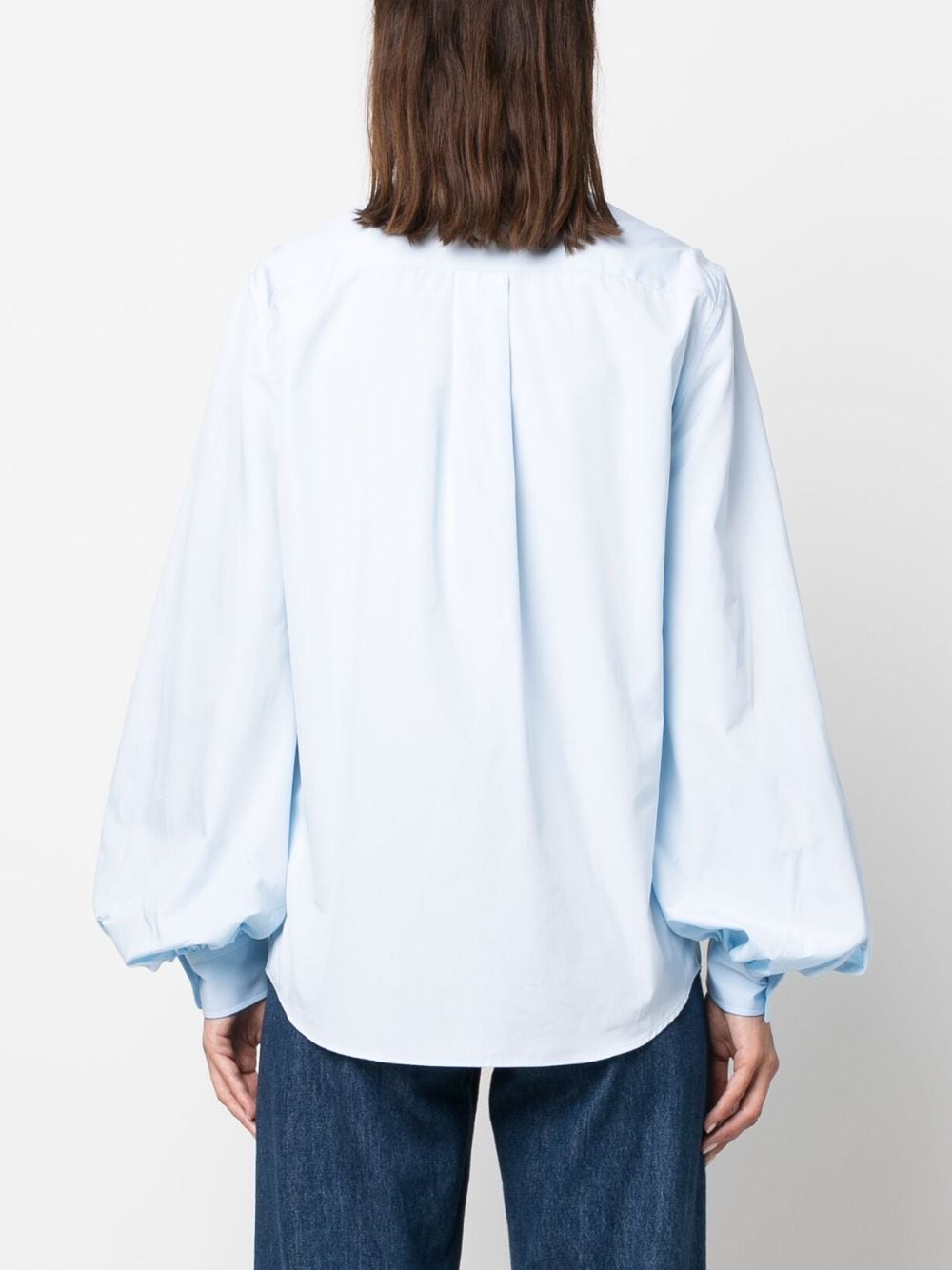 Shop P.a.r.o.s.h Bishop-sleeves Cotton Shirt In Blue