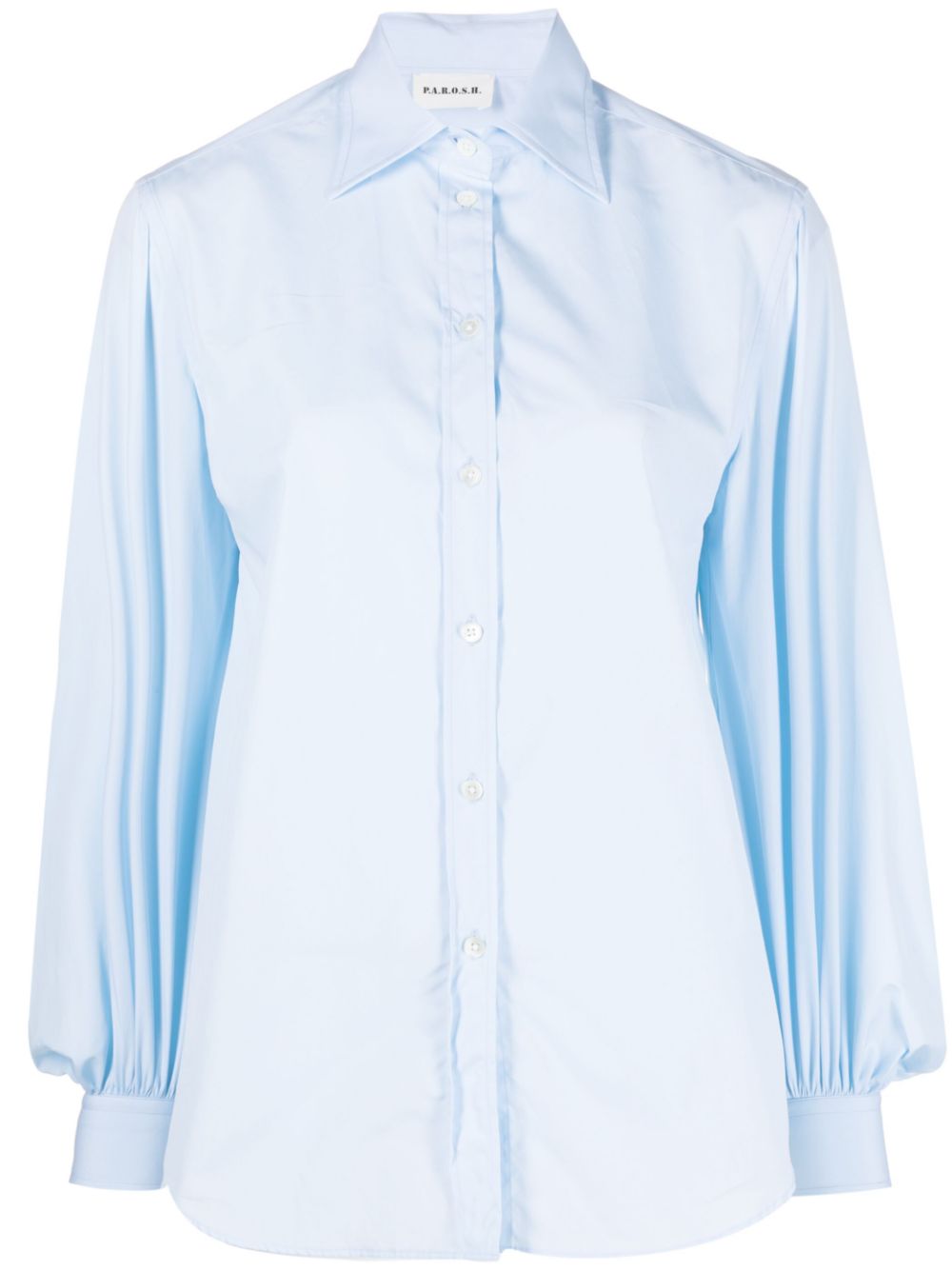 Shop P.a.r.o.s.h Bishop-sleeves Cotton Shirt In Blue