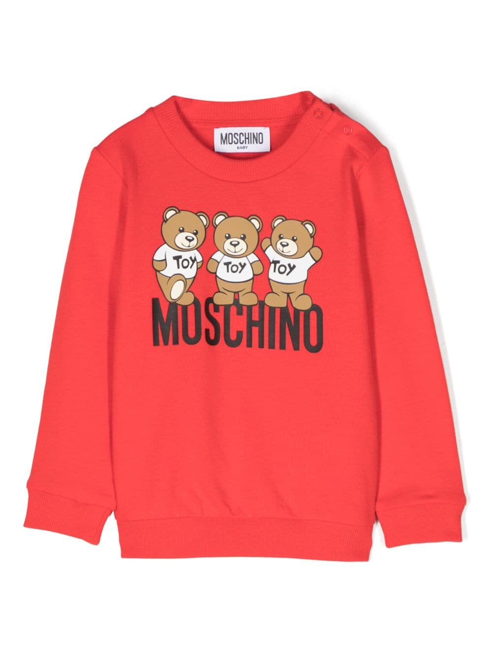 Moschino Kids Leo Teddy-print jersey-fleece sweatshirt - Red