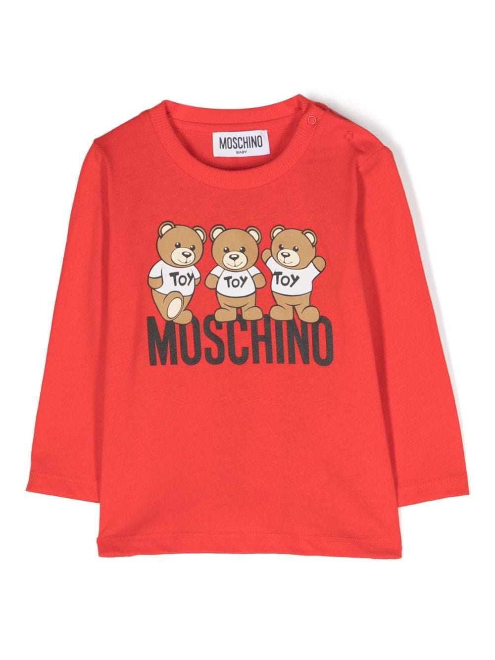 Moschino Kids Leo Teddy-print cotton sweatshirt - Red