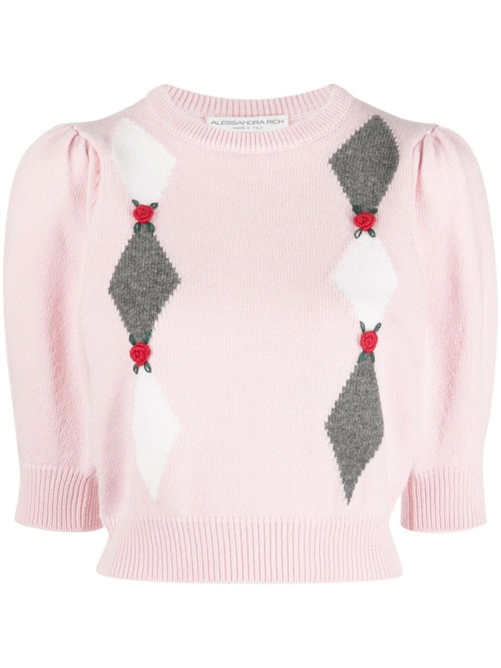 Alessandra Rich embroidered knit cropped jumper - Pink