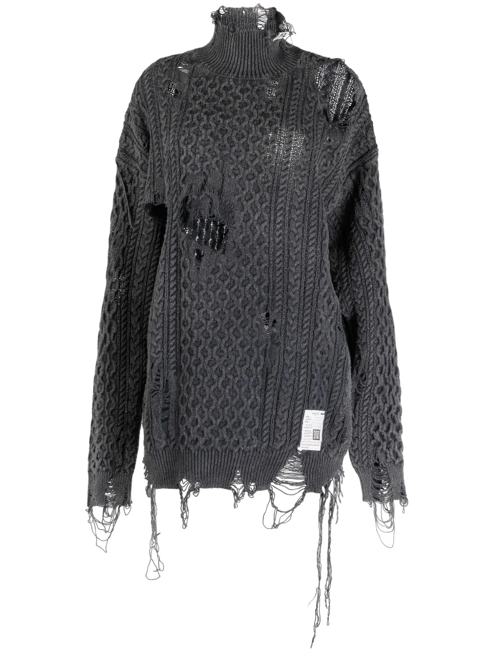 Maison Mihara Yasuhiro distressed-effect cable-knit jumper