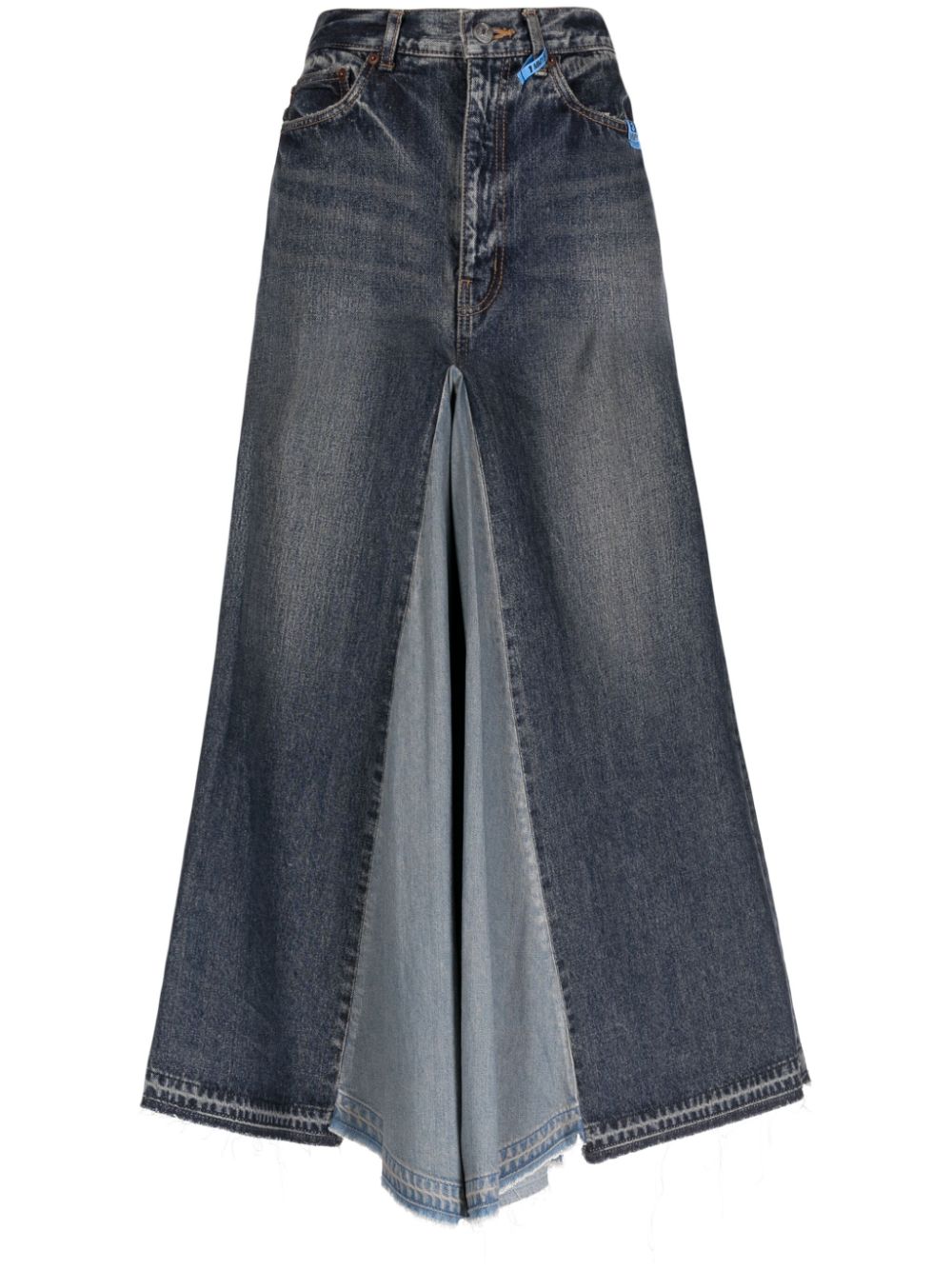 mid-length denim skirt