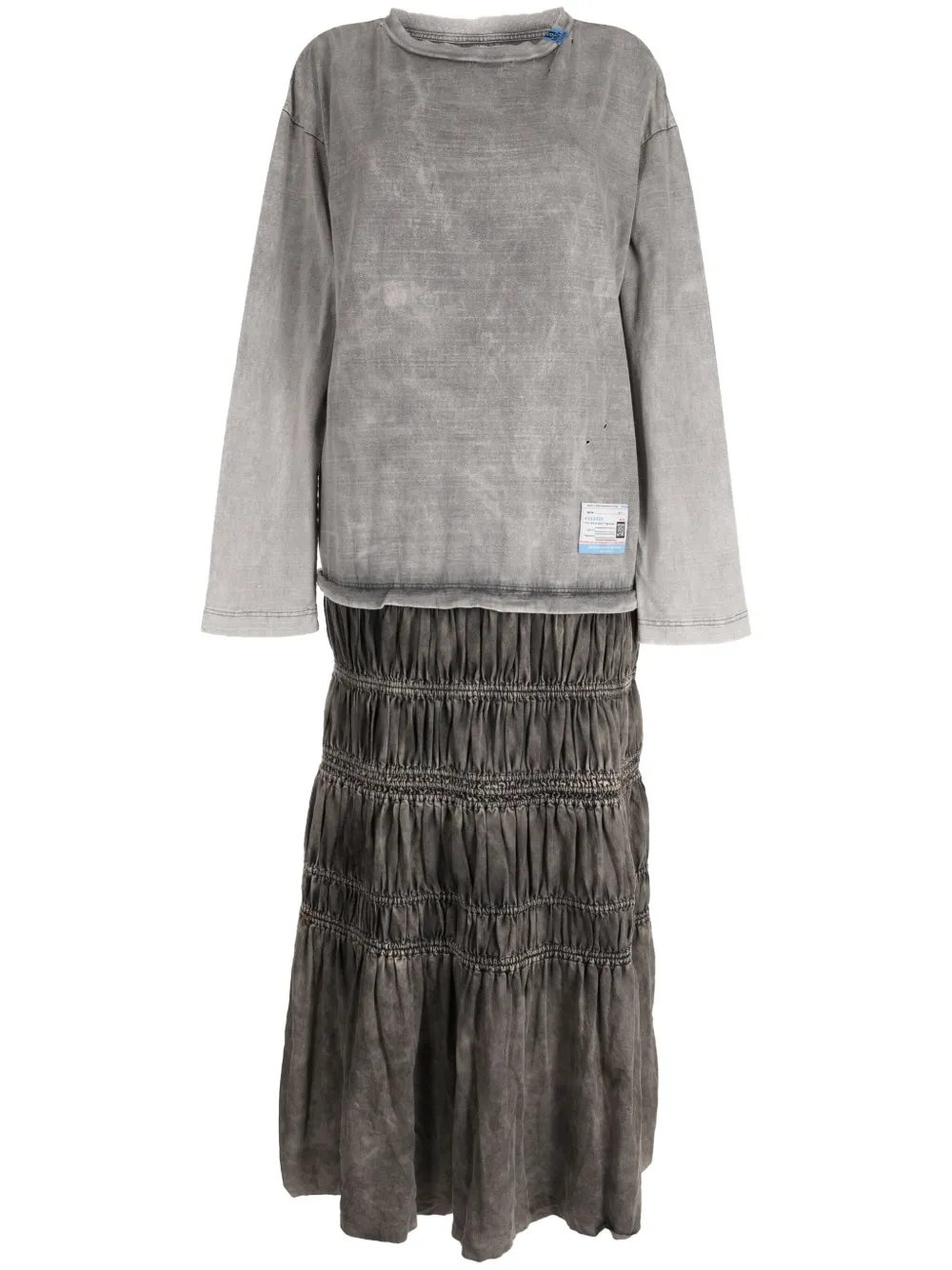 Maison Mihara Yasuhiro Midi-jurk met ruches Grijs