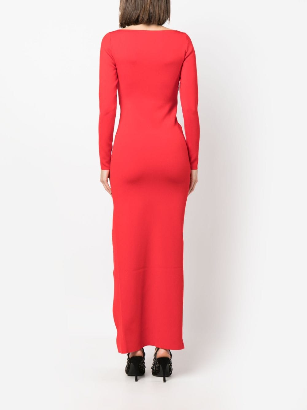 Shop Roland Mouret Cady Long-sleeves Maxi Dress In Rot