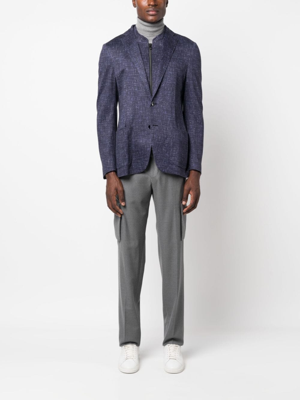 Corneliani layered-detail single-breasted blazer - Blauw