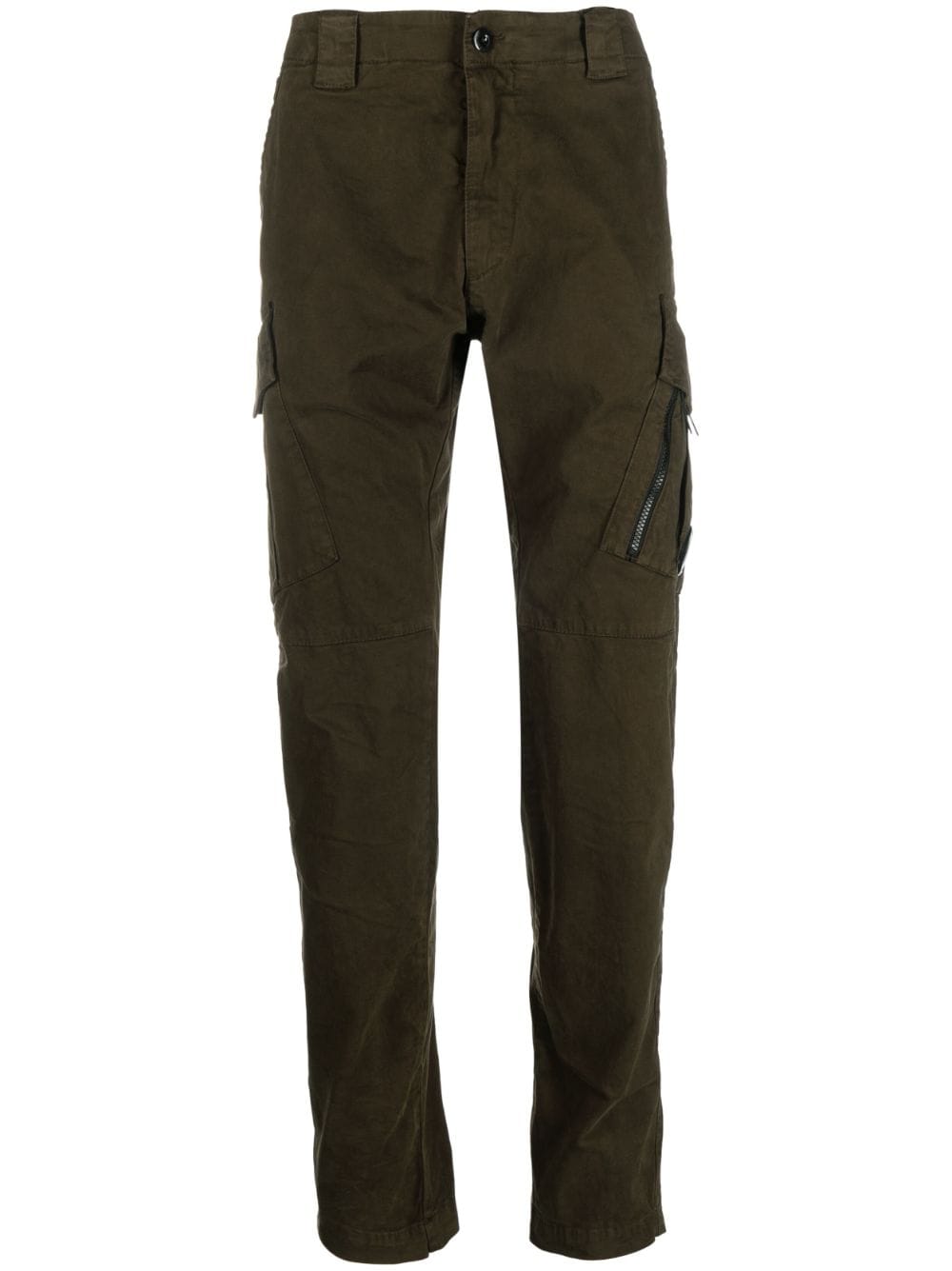 C.p. Company Lens-detail Tapered Trousers In Green