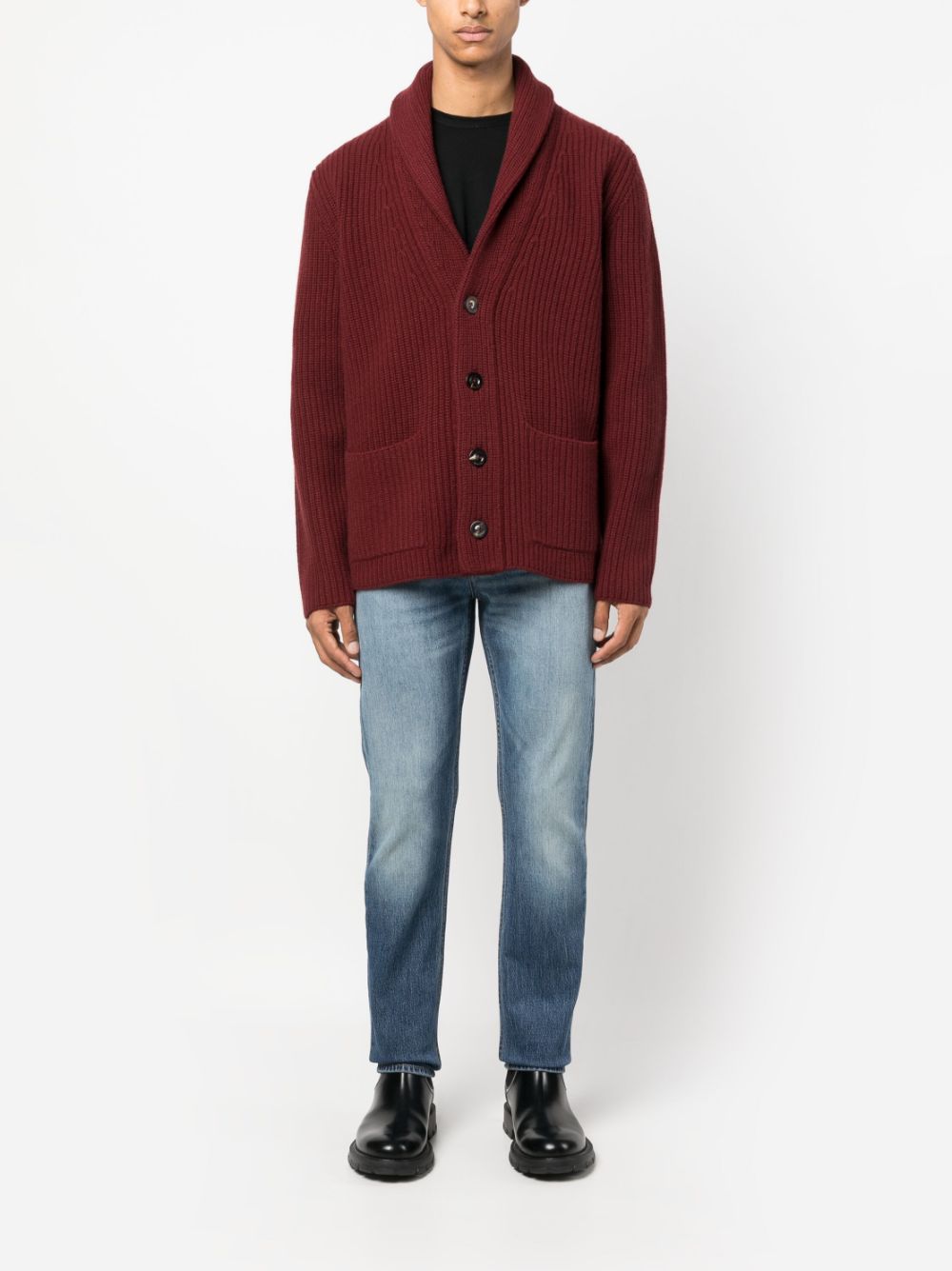 Boglioli ribbed-knit virgin-wool cardigan - Rood