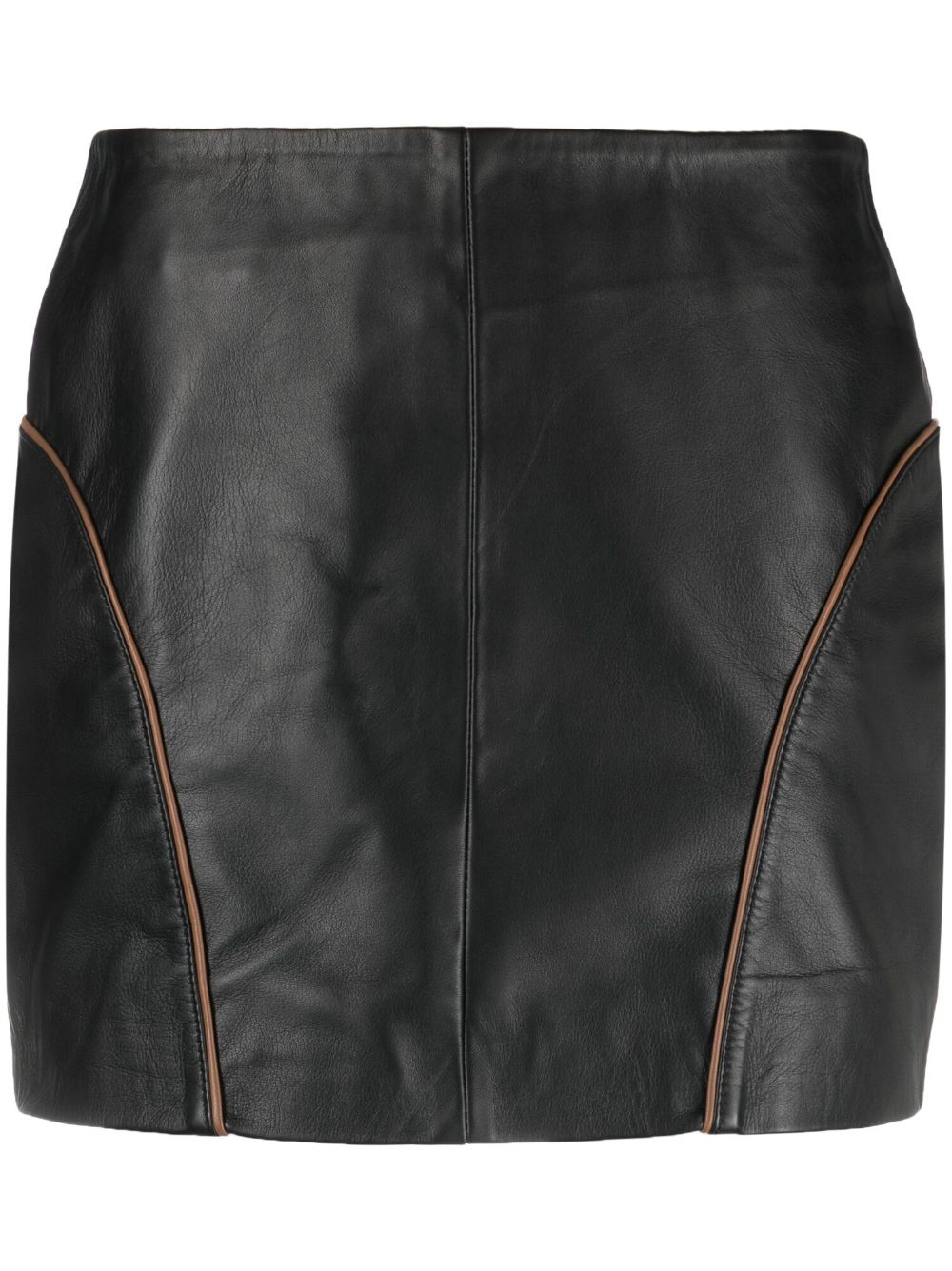 mid-rise zip-up leather miniskirt