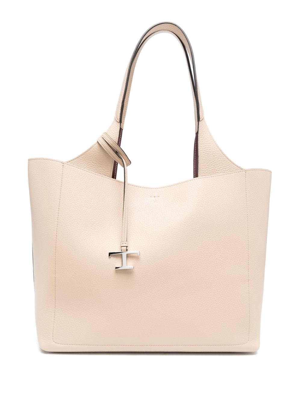 Tod's Logo-pendant Leather Tote Bag In Neutrals