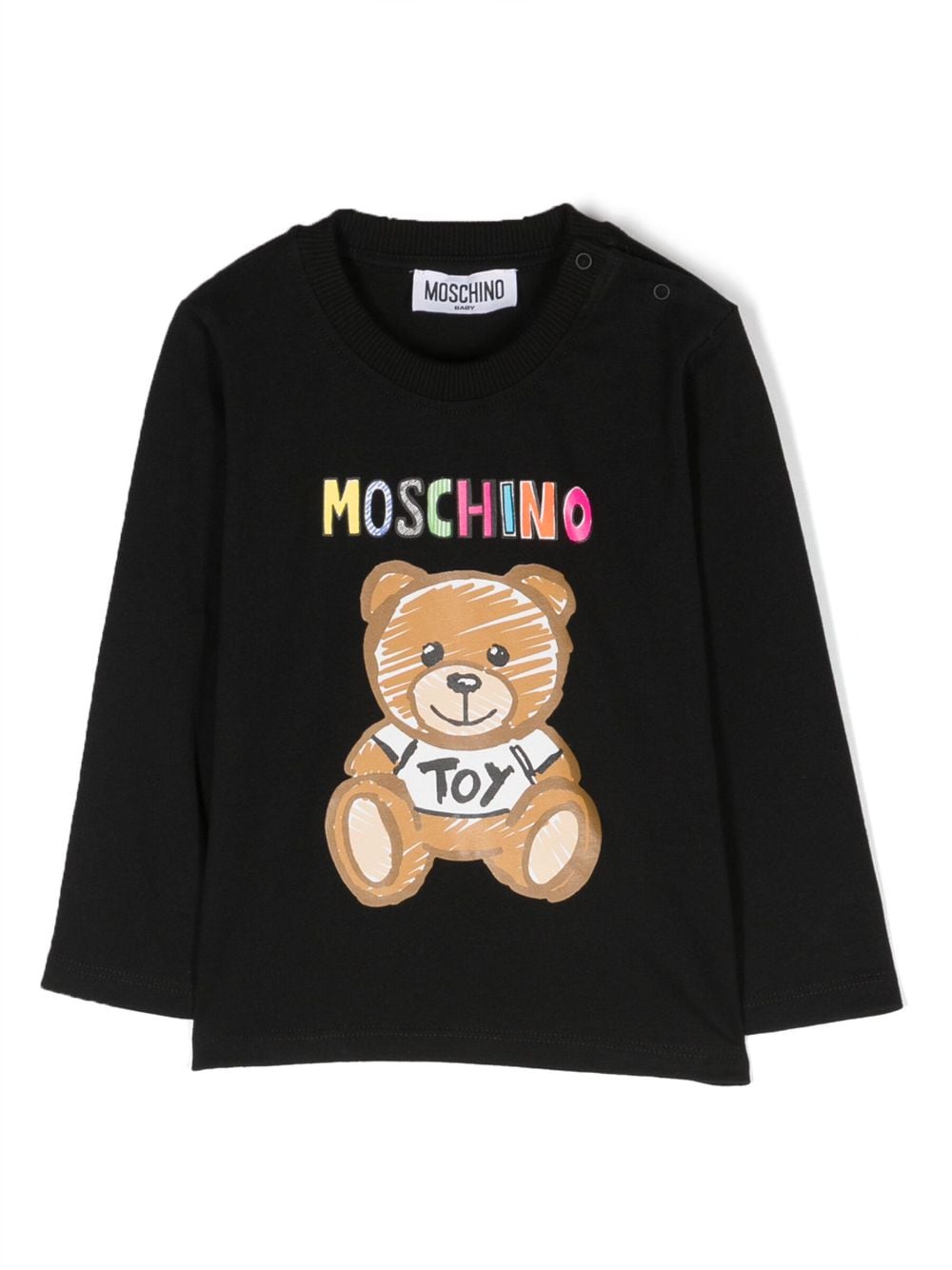Moschino Kids Leo Teddy-print cotton sweatshirt - Black