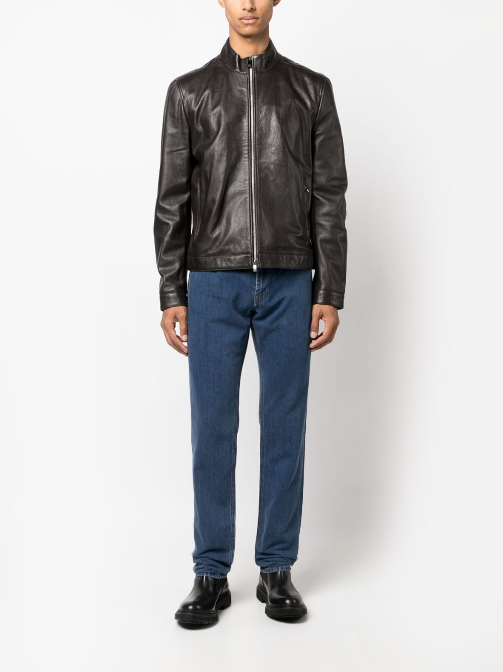 Shop Corneliani Mid-rise Straight-leg Jeans In Blue