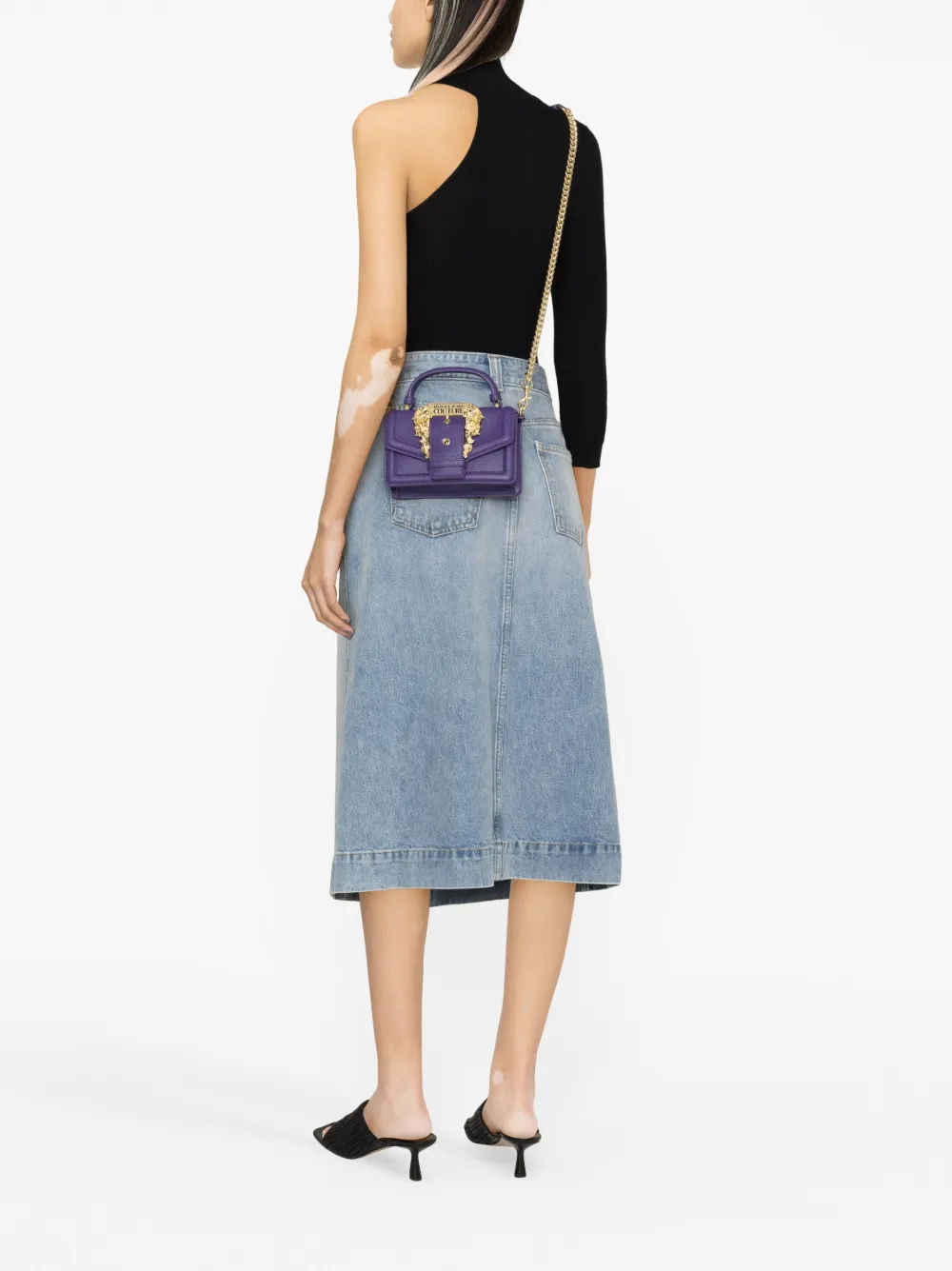 Versace Jeans Couture logo-buckle faux-leather tote bag - Paars