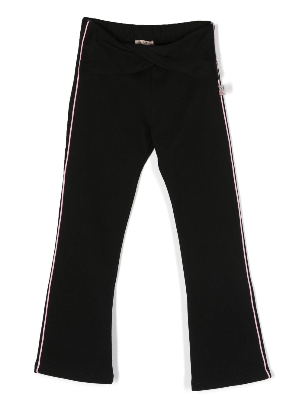 N°21 Kids' High-waisted Cotton Track Trousers In Nero