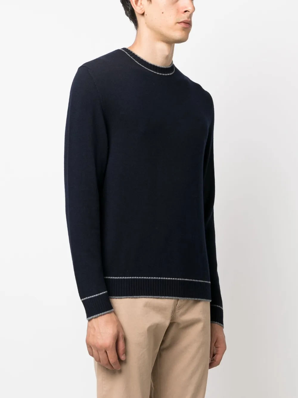 Stripe-Detail Wool Sweatshirt