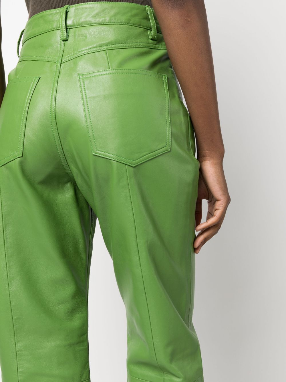Shop Remain High-waist Leather Trousers In Green