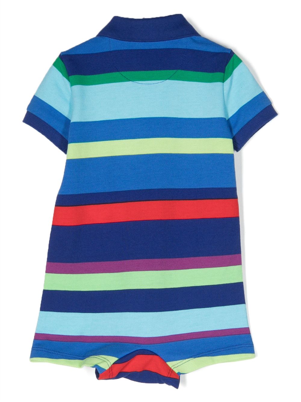 Ralph Lauren Kids Polo Pony-embroidered striped cotton romper - Blauw