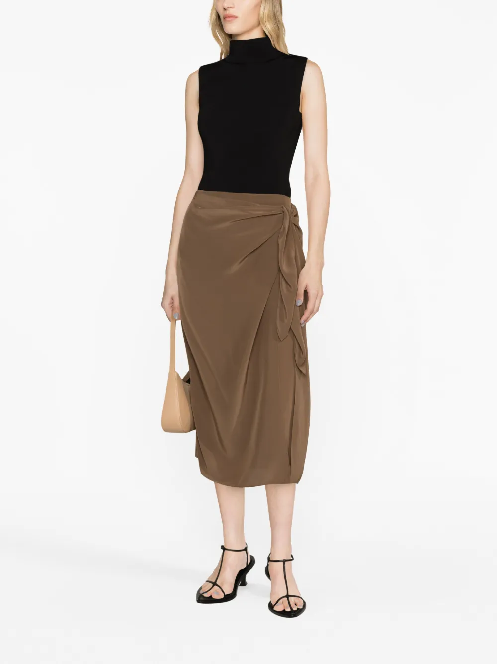 Theory Gesmockte midi-rok - Bruin