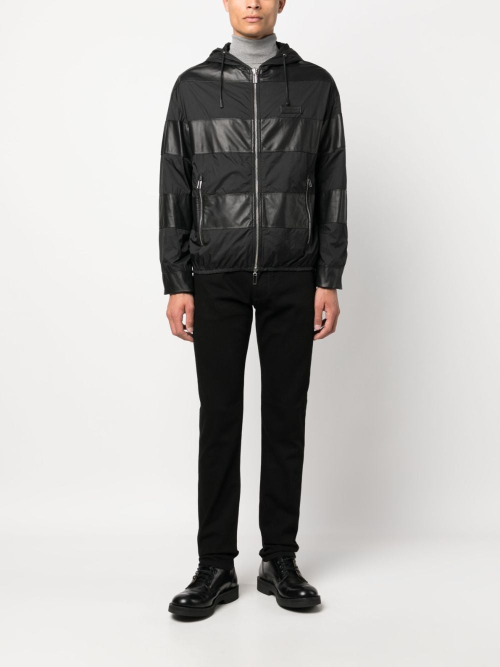 Emporio Armani reversible lambskin hooded jacket - Zwart