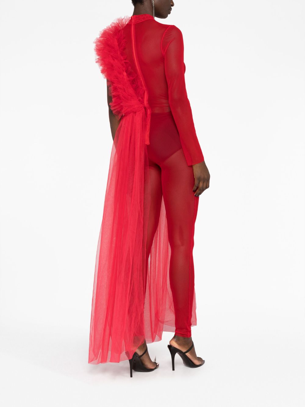 Shop Alchemy Asymmetric Tulle Jumpsuit In Red