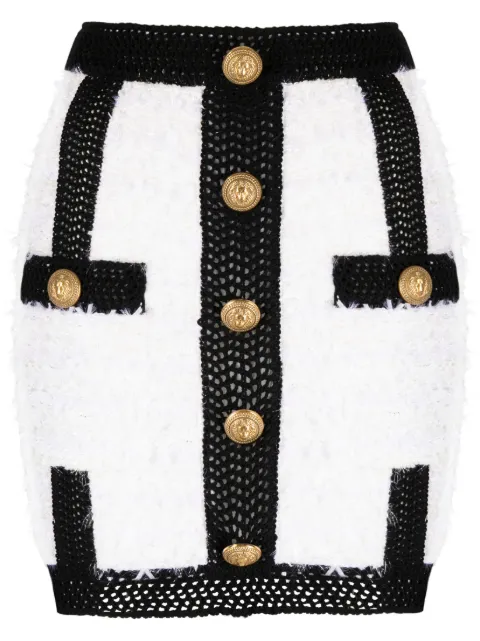 Balmain button-embellished tweed miniskirt