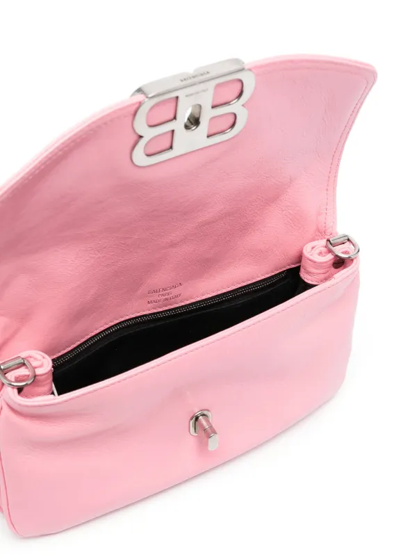 Balenciaga Small BB Soft Flap Leather Shoulder Bag Pink FARFETCH IE