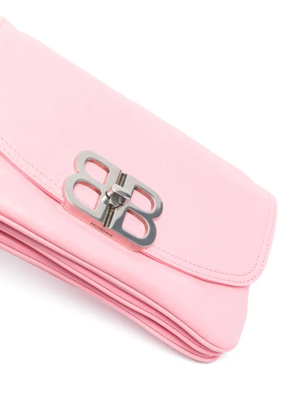 Balenciaga small BB Soft Flap leather shoulder bag women Calf Leather OS Pink