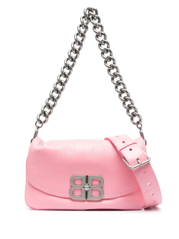 Balenciaga Small BB Soft Flap Leather Shoulder Bag Pink FARFETCH IE