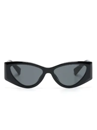 Miu Miu Eyewear cat-eye Frame Logo Sunglasses | Black | FARFETCH ID