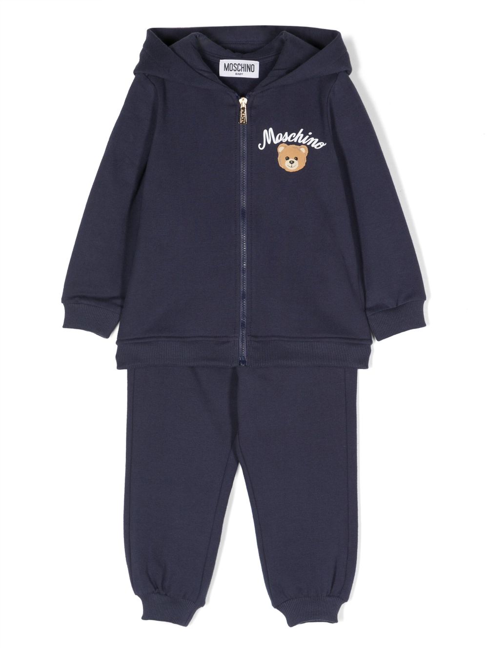 Image 1 of Moschino Kids bear-print cotton zipped hoodie