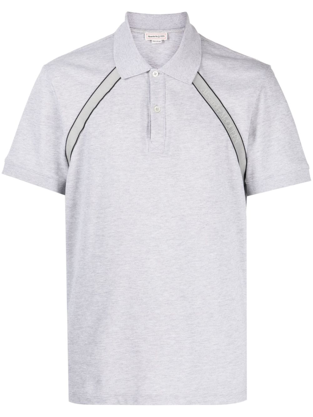 Alexander Mcqueen Logo-tape Cotton Polo Shirt In Grau